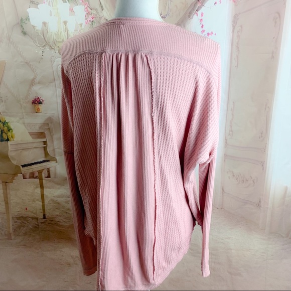 Free People Pink Leo Hensley Waffle Thermal - Picture 7 of 10